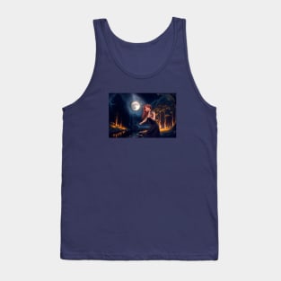 Girl play violin in the night park Tank Top